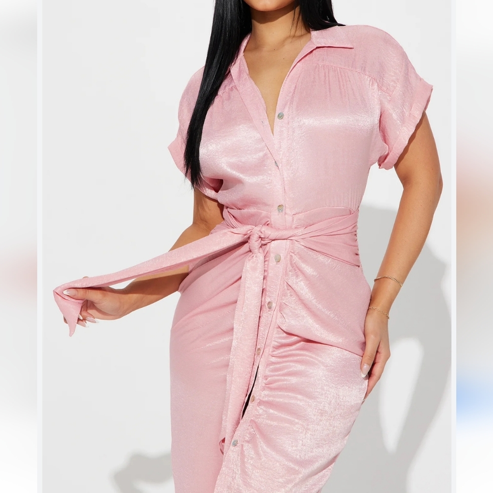 Satin Tie Mini Dress M BOUTIQUE